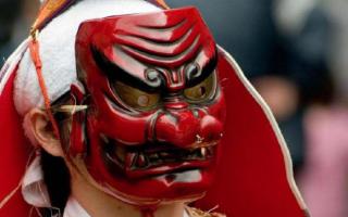 Японская маска демона тату